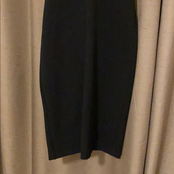 ZARA MIDI VNECK BLACK BODYCON DRESS - Picture 3 of 4